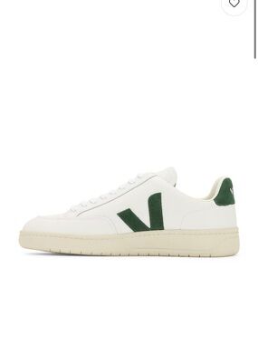 Veja White Leather Sneaker with Green Suede V